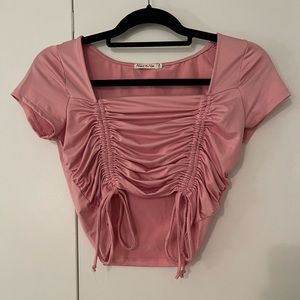 Size M Heart & Hips Pink Ruched Crop Top
